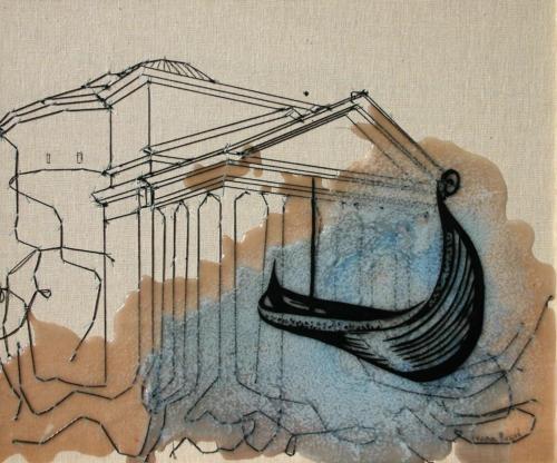 In front of the pantheon - 41 x 91 cm